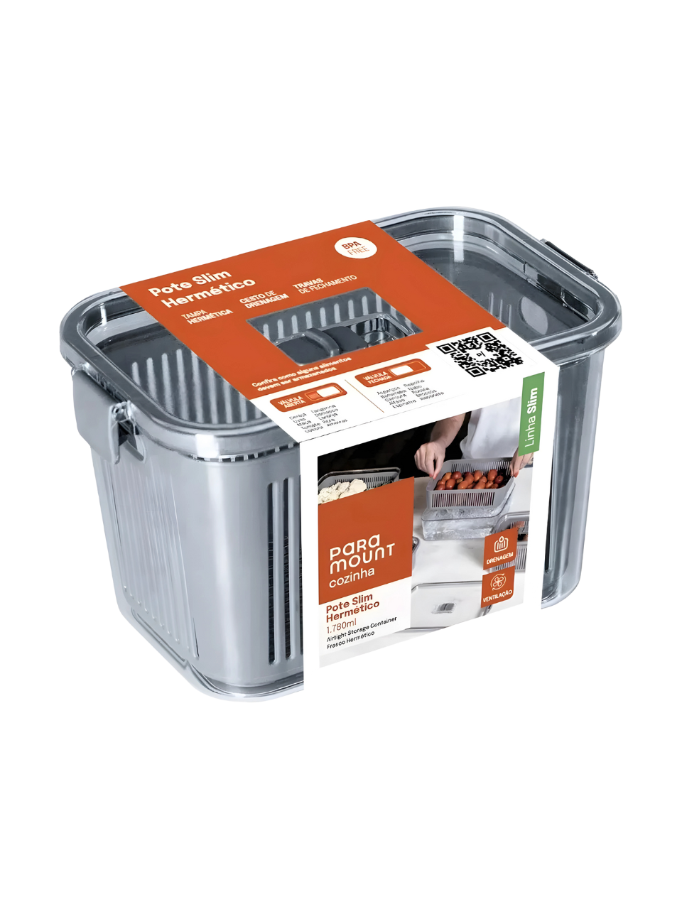 POTE HERMETICO SLIM MULTIUSO 1.780ML CINZA 7898955005903 / REF 1770