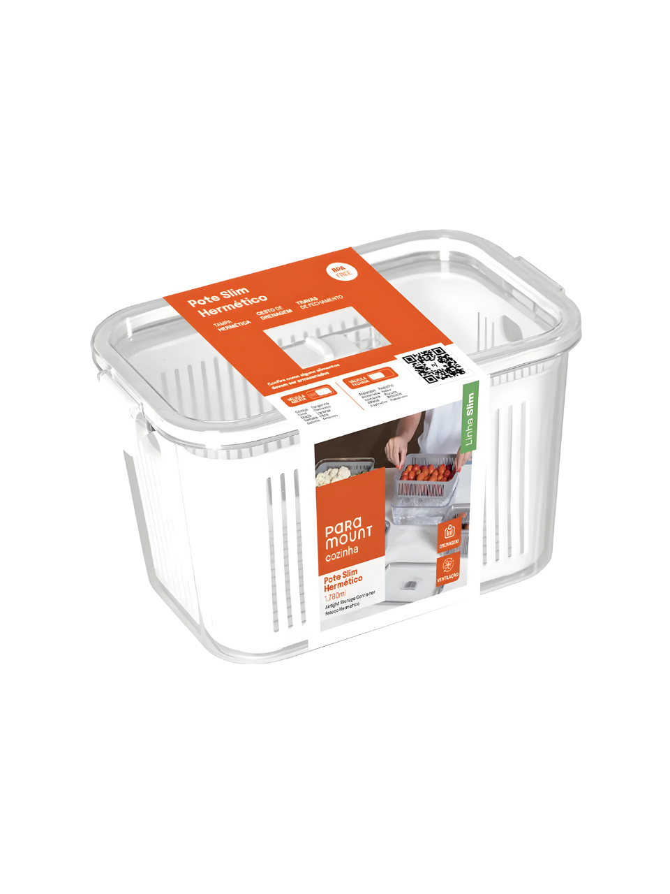 POTE HERMETICO SLIM MULTIUSO 1.780ML  BRANCO 7898955005798 / REF 1769