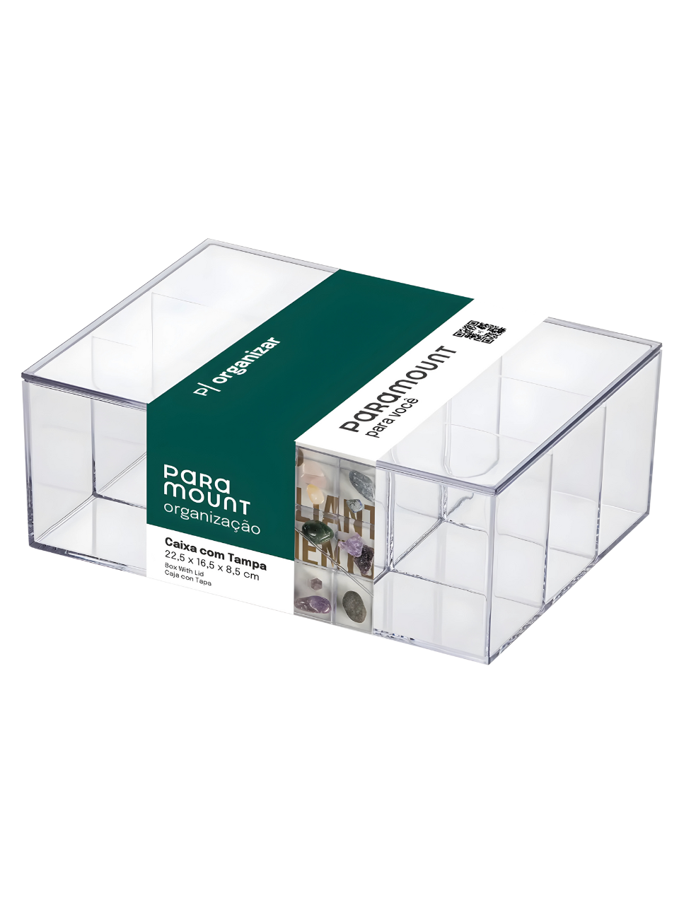 CAIXA ORGANIZADORA COM DIVISÓRIA E TAMPA DE ACRILICO CRISTAL 7898943566270 / REF 1079