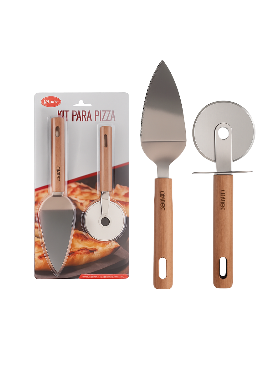 KIT PIZZA C/2 PCS MADEIRA E AÇO INOX 7899850357869 / REF CK6773
