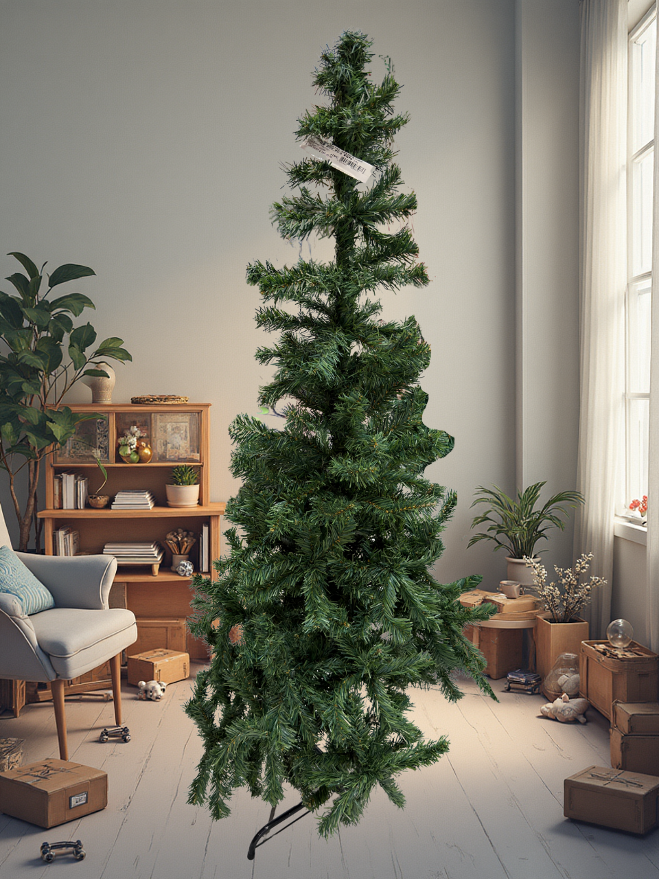 ARVORE NATAL 350 TIPS C/BASE METAL 1,5M VERDE
