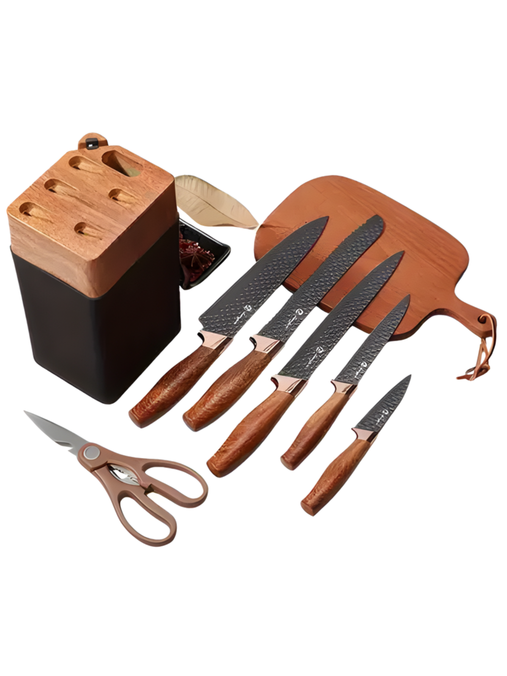 FAQUEIRO COM CEPO C/7 PCS AÇO INOX E PLASTICO 7899850362917 / REF CK7246