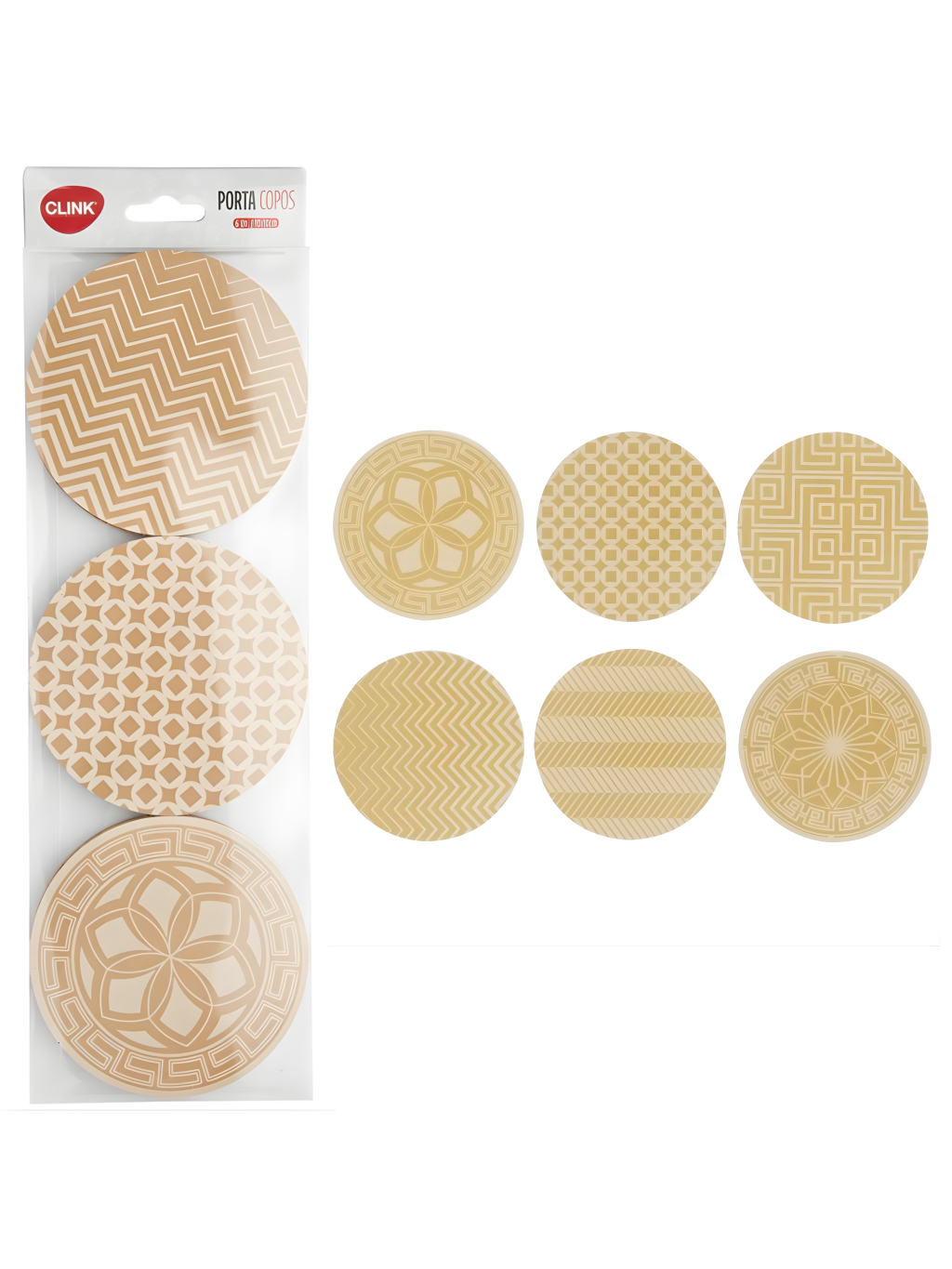 KIT 6 PORTA COPOS MDF CORTIÇA 7899850331432 / REF CK4221