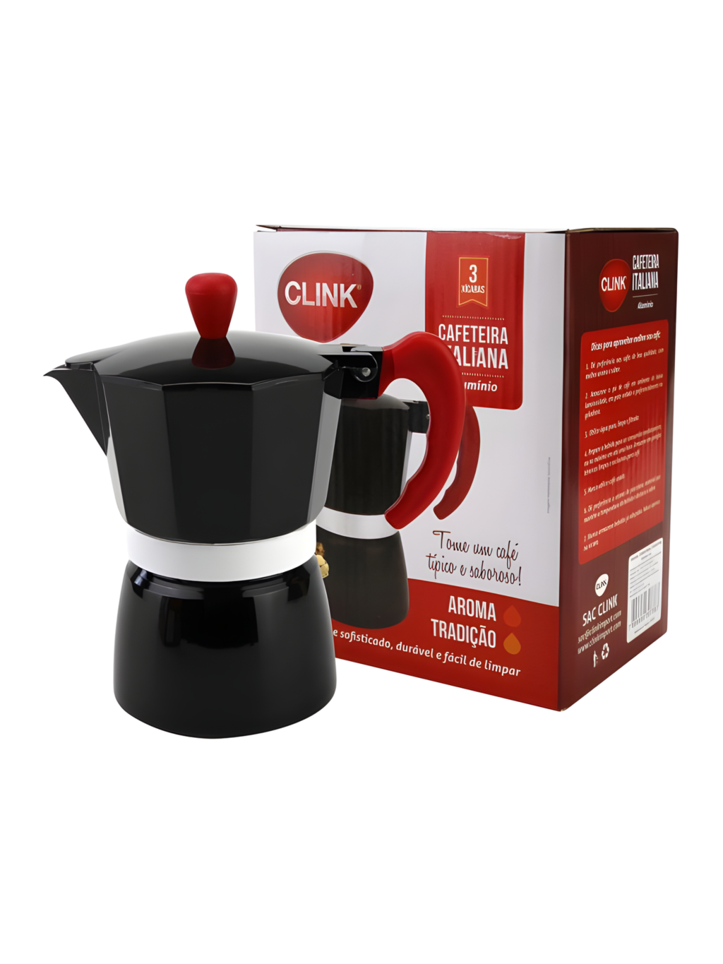 CAFETEIRA ITALIANA 3 XICARAS PRETA ALUMINIO 7899850307383 / REF CK1637