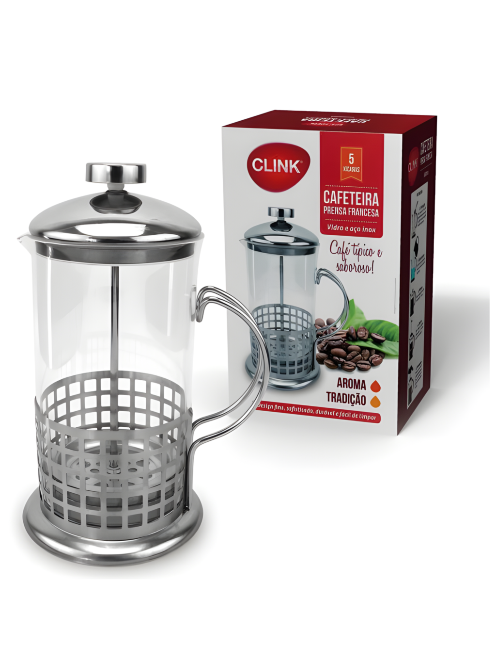 CAFETEIRA PRENSA FRANCESA VIDRO E INOX 600ML 7899850310499 / REF CK1898