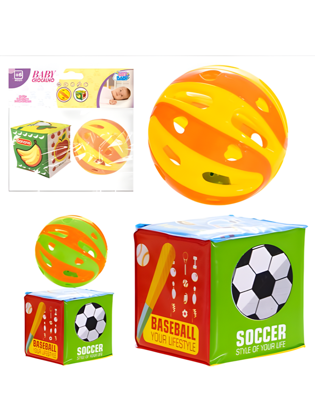 CUBO SOFT C/ BOLA CHOCALHO 7899658421663 / REF ZB324