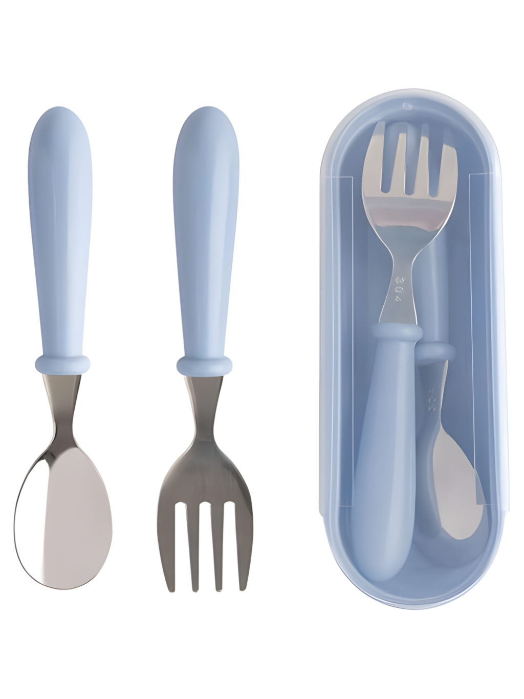 KIT COLHER E GARFO PLASTICO E AÇO INOX COM ESTOJO 2 PCS 7899850347891 / REF CK5849