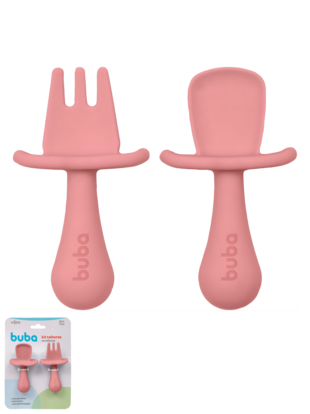 KIT TALHERES SILICONE ROSA - BUBA 7908103758176 / REF 15817