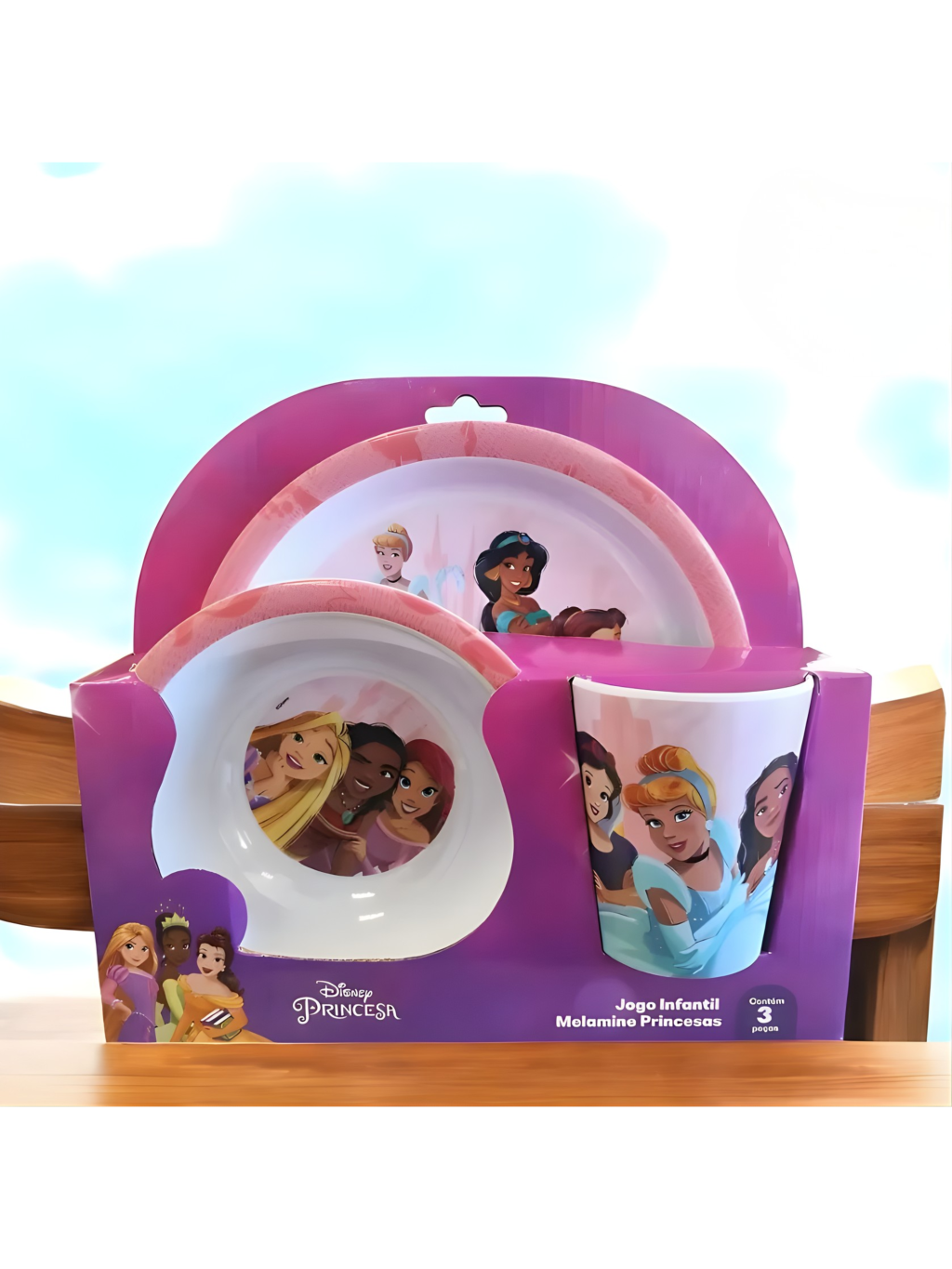 JOGO INFANTIL MELAMINE PRINCESAS C/3 PCS 7908459348014 / REF 26507