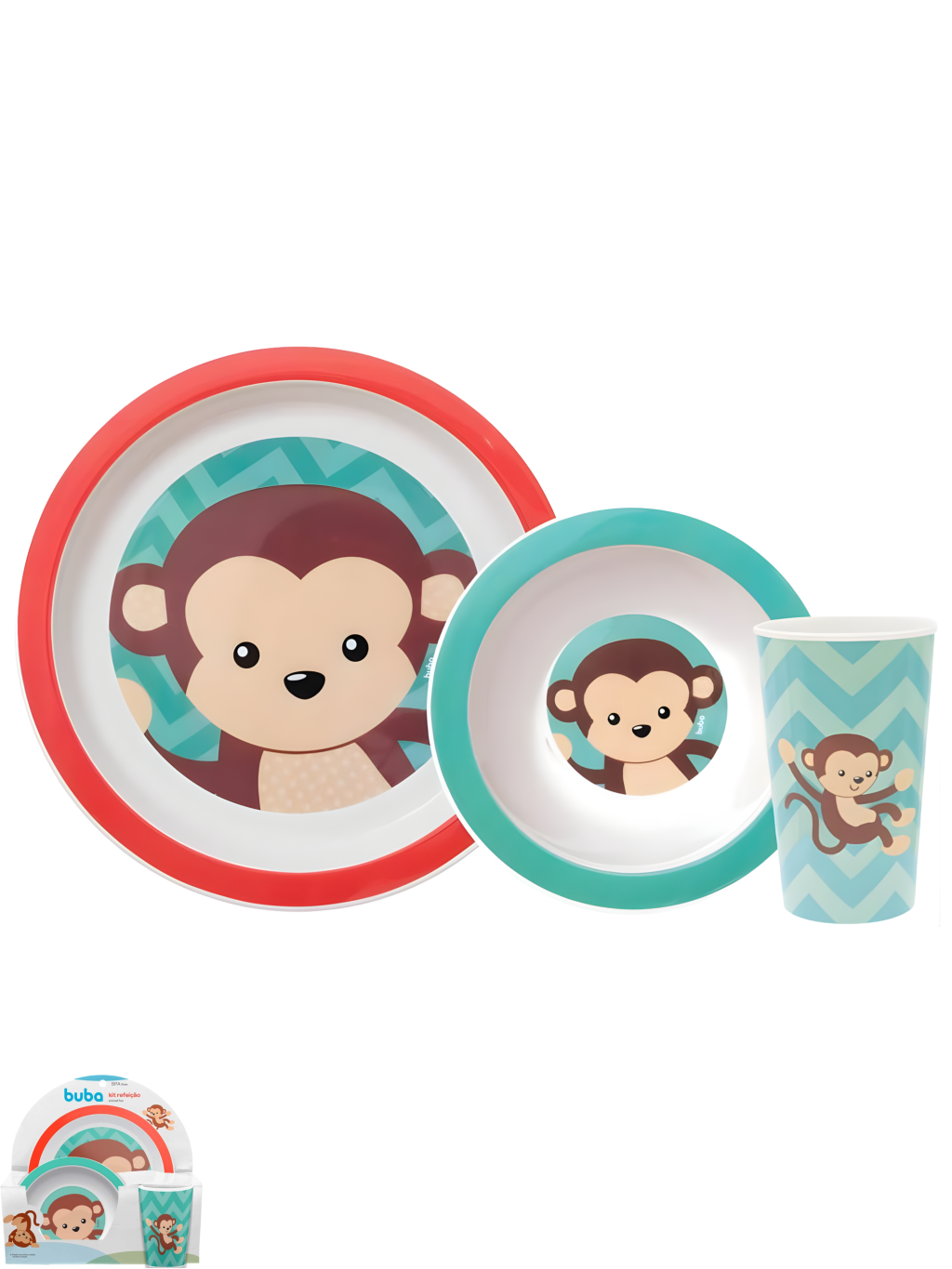 KIT REFEIÇÃO ANIMAL FUN MACACO BUBA 7908103707358 / REF 10735
