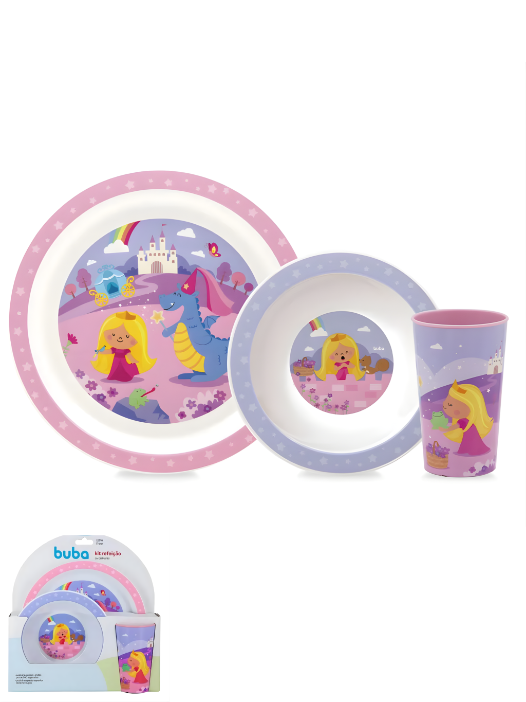 KIT REFEIÇÃO AVENTURAS PRINCESA - BUBA 7908103753737 / REF 15373