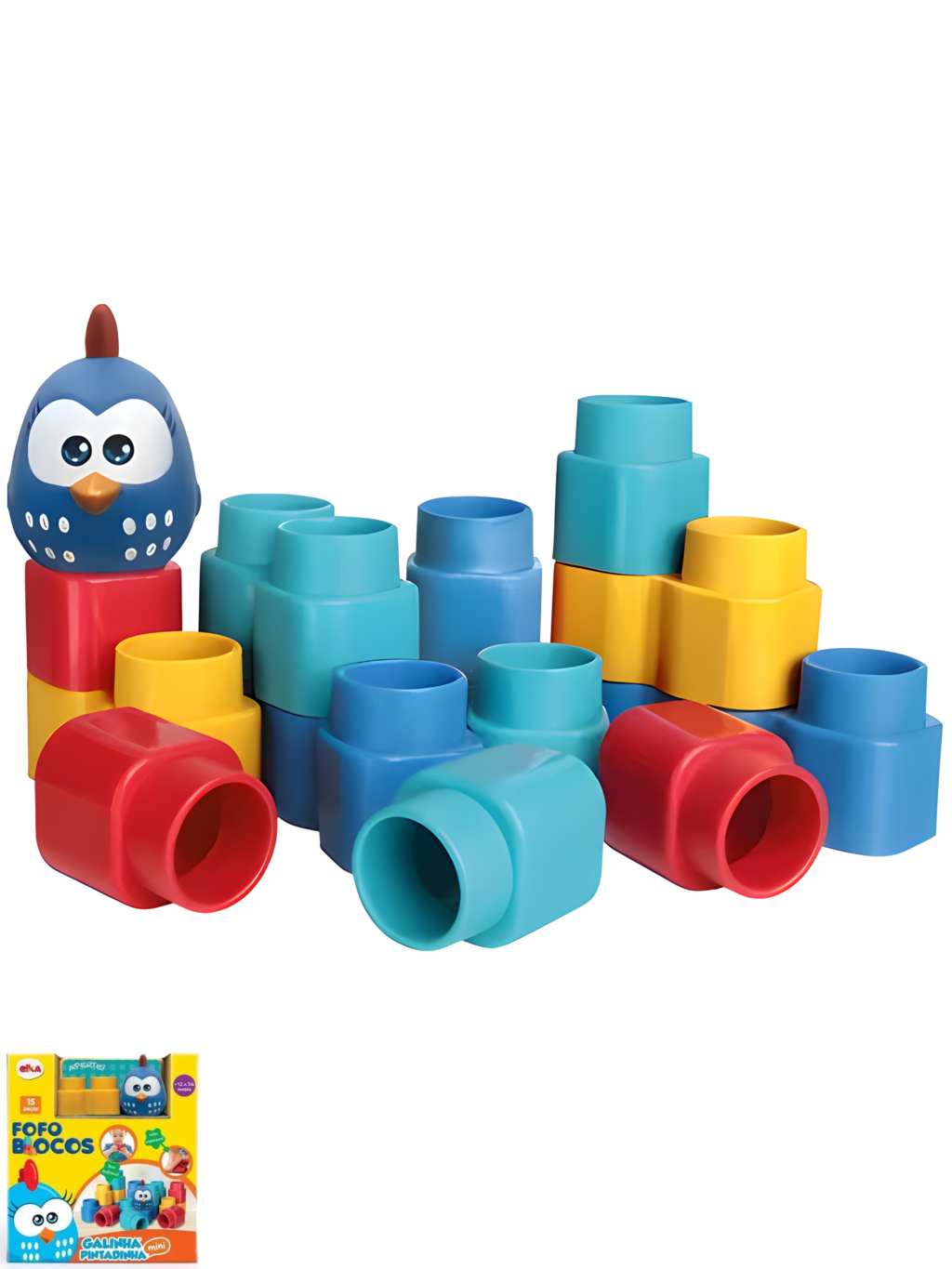 FOFO BLOCOS C/15 PCS GALINHA PINTADINHA MINI 7896448110479 / REF 1047