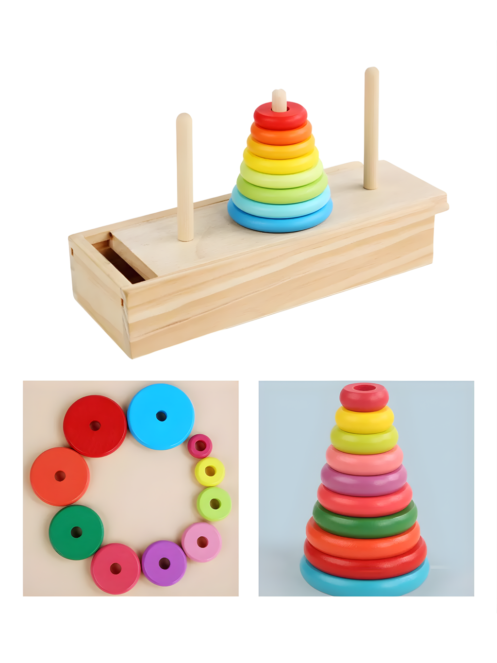 TORRE DE ENCAIXE C/10 CAMADAS YINS KIDS MONTESSORI YINS KIDS 7908683962833 / REF YK1048
