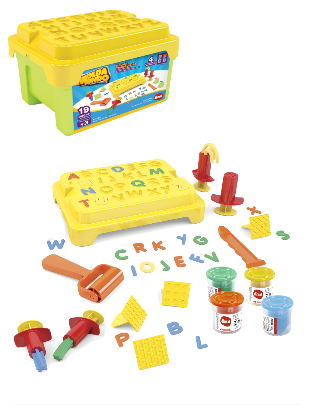 MASSINHA DE MODELA BOX DISMAT C/19 PCS 7896497503000 / REF MK300