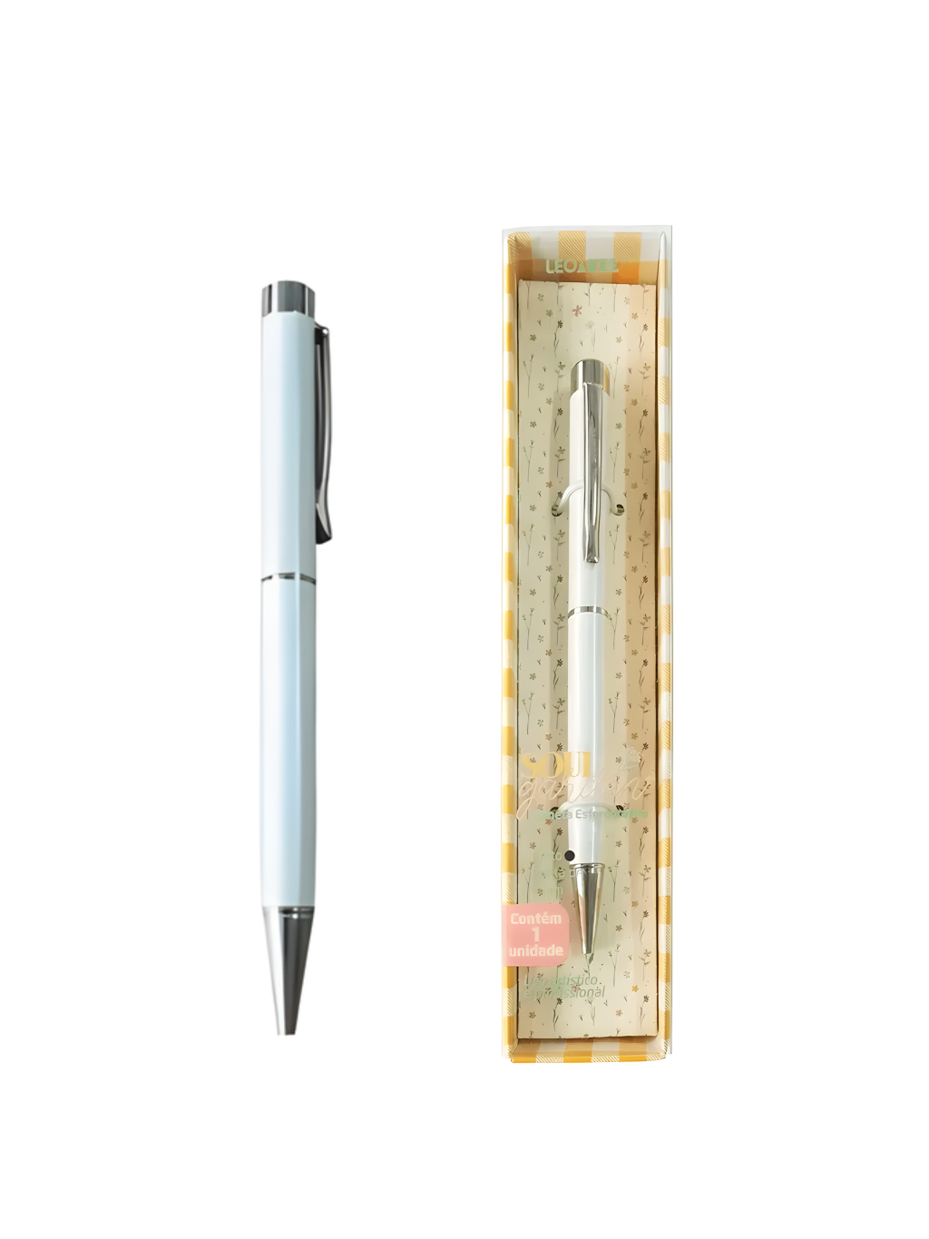 CANETA PREMIUM SOUL GARDEN CORPO BRANCO E ROSE GOLD ESTOJO C/1 UND 7897256289029 / REF 97902