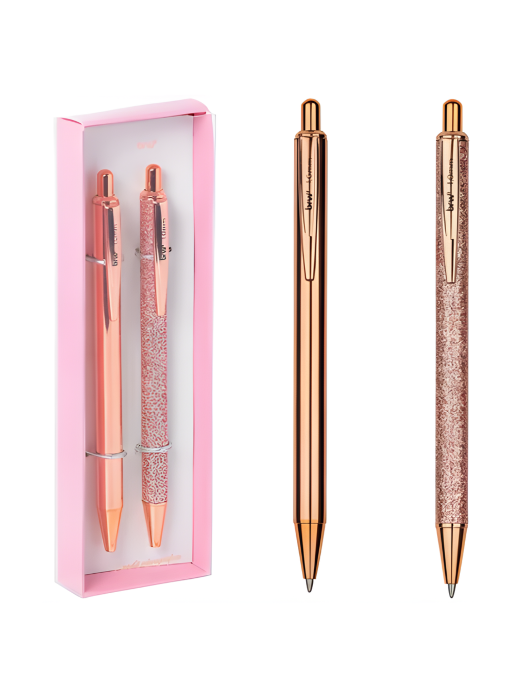 CANETA METALICA ESFEROGRAFICA 1.0MM / CORPO GLITTER E ROSE GOLD C/2 UND 7898707147578 / REF CA0722