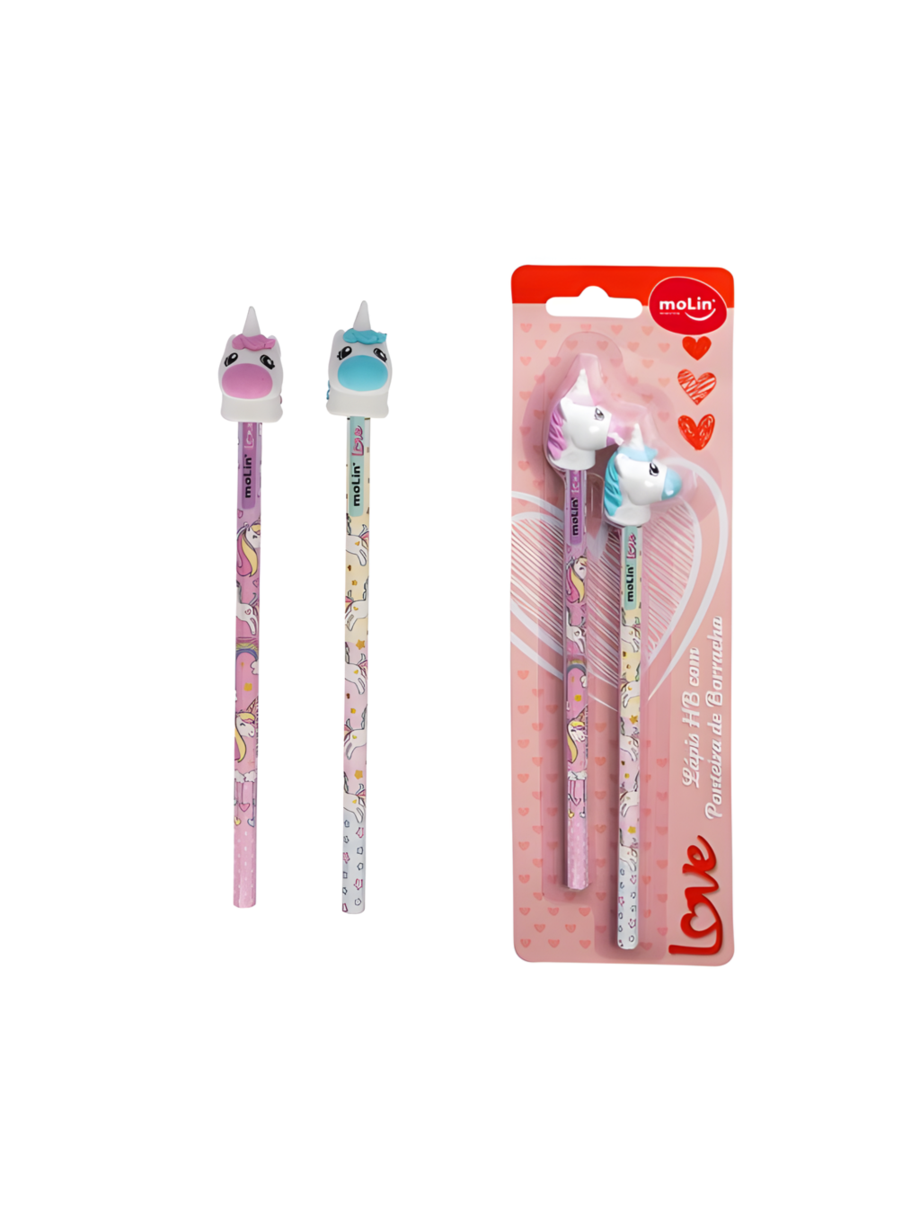 LAPIS C/ PONTA DE BORRACHA UNICÓRNIO C/2 UND 7899588000662 / REF 22802