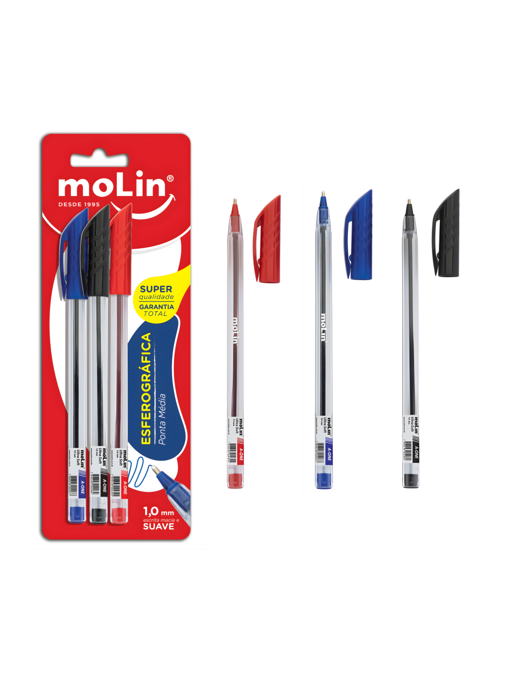 CANETA ESFEROGRAFICA PONTA MEDIA 1,0MM BLISTER C/3 CORES 5601229006276 