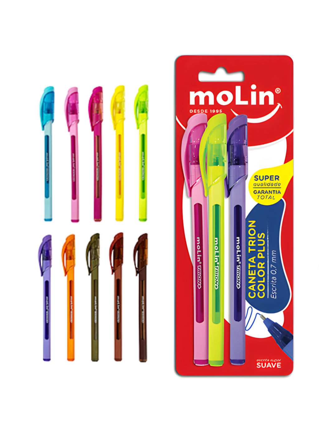 CANETA ESFEROGRAFICA TRION +0,7MM BT C/3 CORES SORTIDAS 7899588010685 / REF 01123