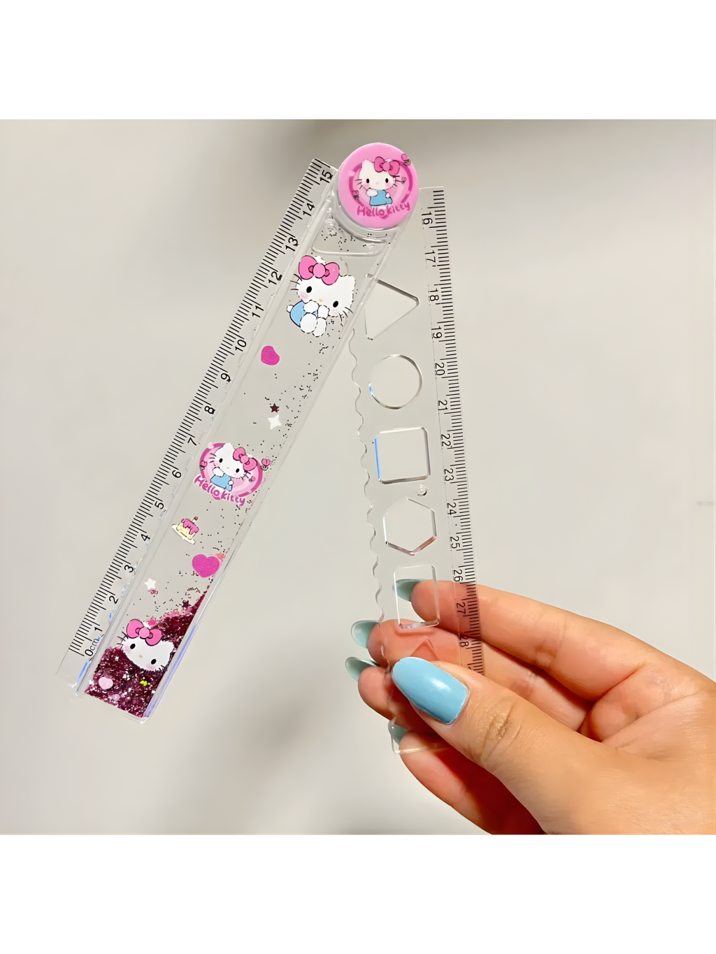 REGUA C/GLITTER DOBRÁVEL HELLO KITTY/CAPIVARA 30CM 28988 