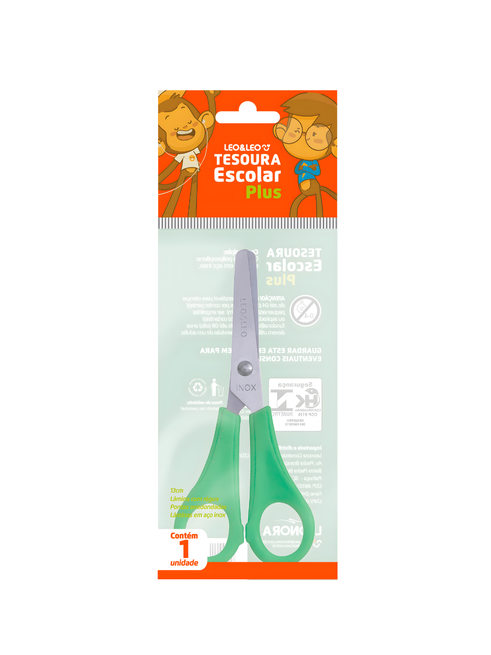 TESOURA ESCOLAR PLUS INOX 130MM PLUS LEOLEO 7897256210016 