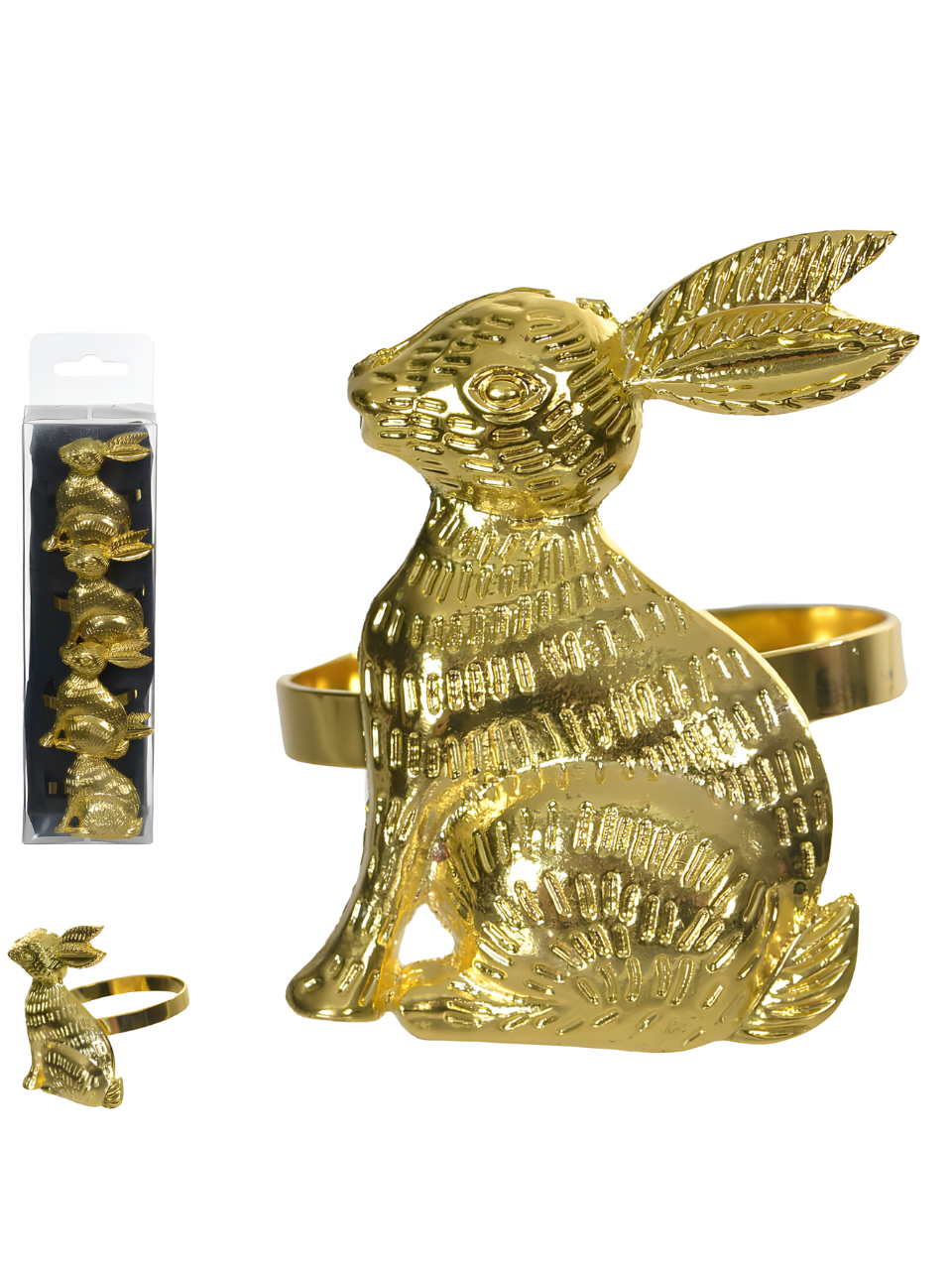 PORTA GUARDANAPO COELHO PVC C/4 UND (DOURADO) 7890880698816 / REF 63881