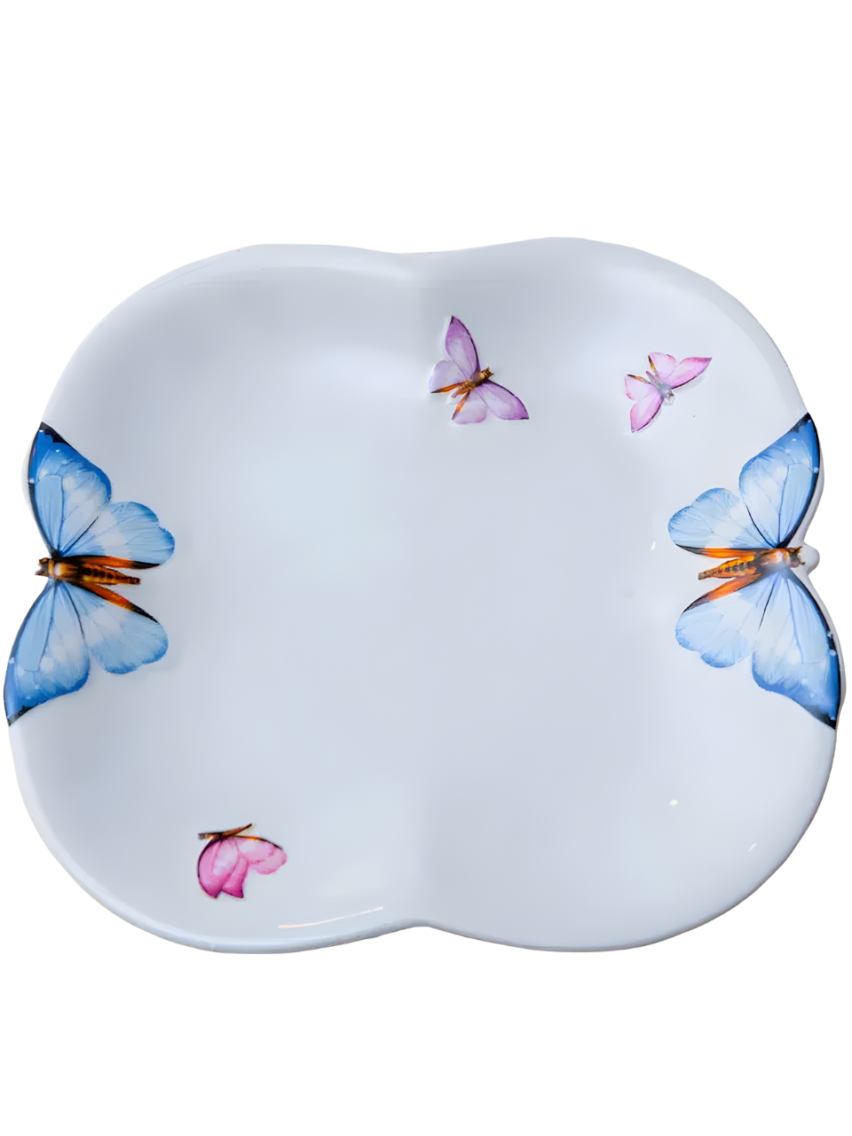 PRATO RASO DE PORCELANA BORBOLETAS 24CM 65612 