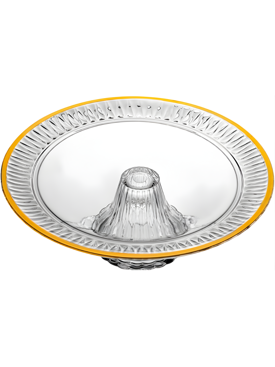 PRATO P/ BOLO DE CRISTAL ECOLOGICO C/PE E FIO DE OURO RADIAL 32CM LYOR 7908122203770 / REF 67038