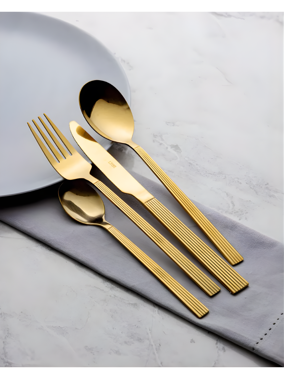 FAQUEIRO C/16 PCS DEAÇO INOX ATHENAS DOURADO 7908122200618 