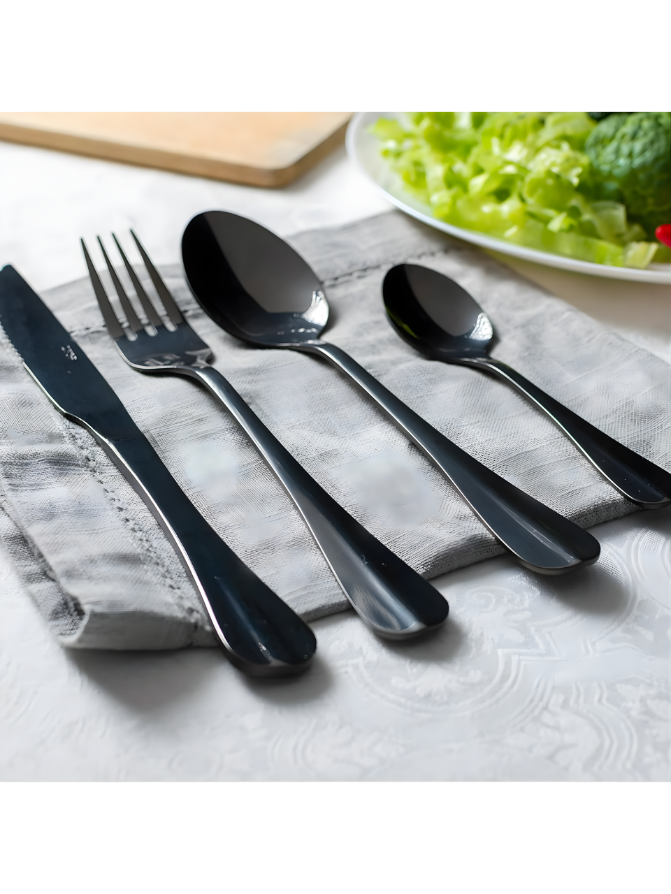 FAQUEIRO C/24 PCS E AÇO INOX POSITANO PRETO 7899768078511 
