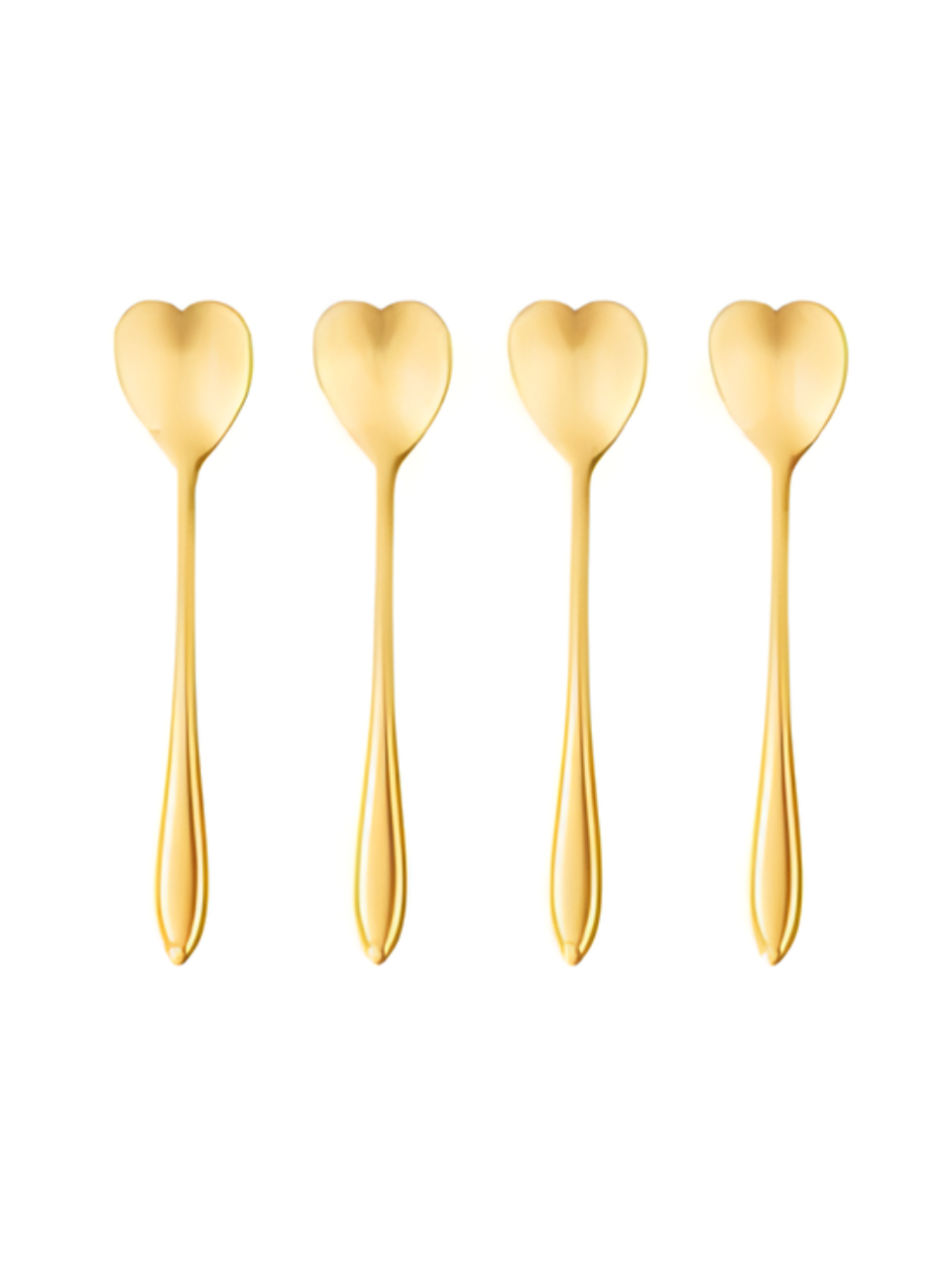 CONJUNTO 4 COLHERES AÇO INOX P/CHÁ HEART DOURADO WOLFF 7895730282993