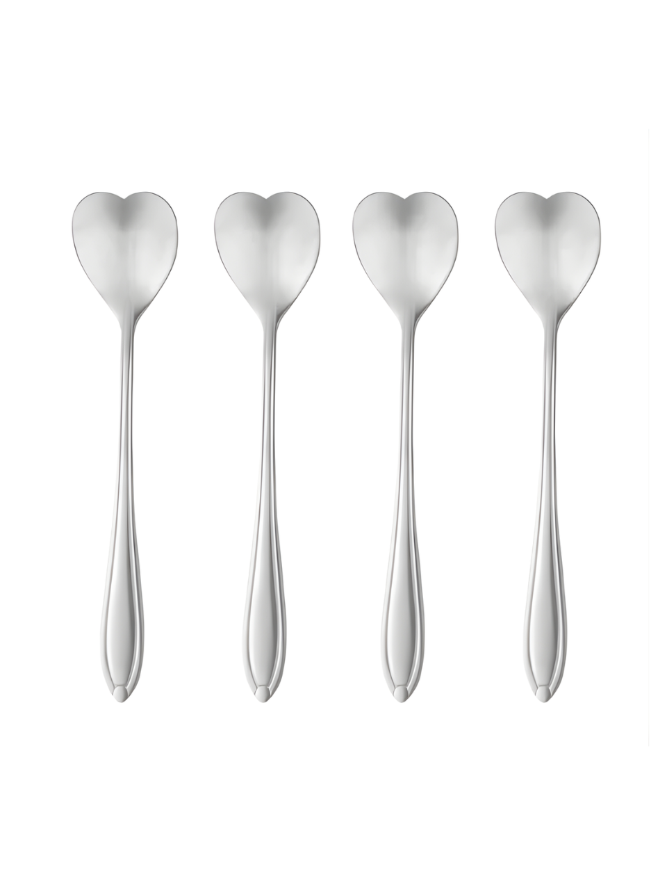 CONJUNTO C/4 COLHERES AÇO INOX P/CHÁ HEART PRATEADO WOLFF 7895730283006