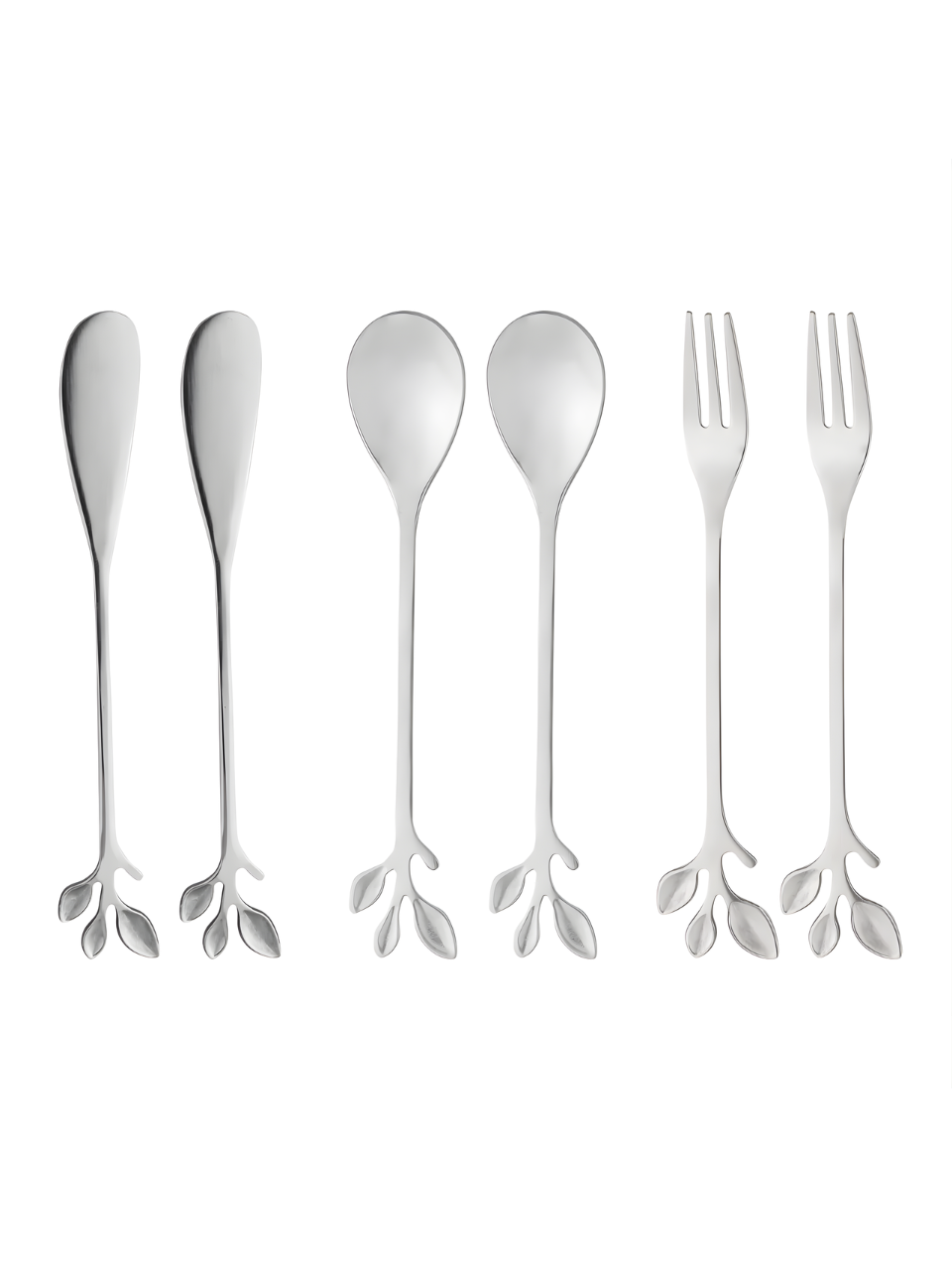 CONJUNTO 6 TALHERES AÇO INOX LEAVES PRATEADO WOLFF 7895730288384 / REF 57360