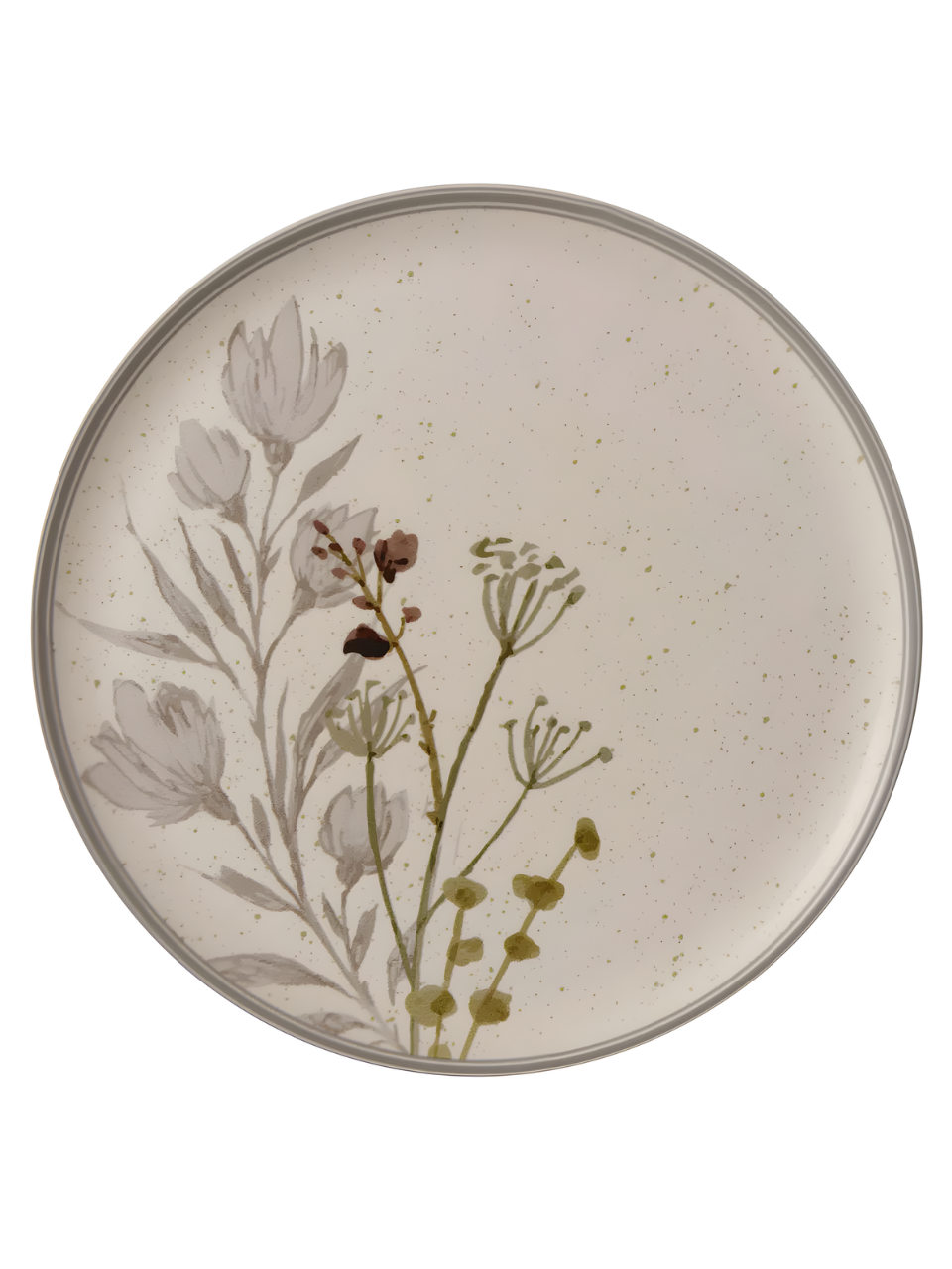 PRATO RASO CERÂMICA ANASTASIA ( CINZA DECORADO ) 27,7CM 7890880735603 