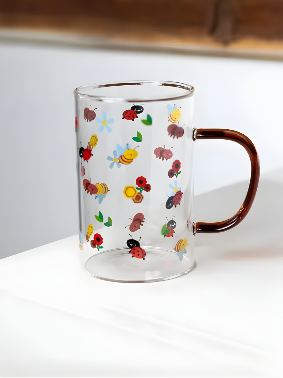 CANECA DE VIDRO C/ALÇA AMBAR GARDEN PARTY 280ML 61565 / REF 220088