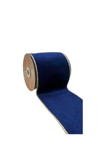 FITA ARAMADA VELUDO DUPLA FACE C/COSTURA (AZUL ESCURO DOURADO) 10cmX5m (FLORARTE) Vol. 1 a 7,24 a 26 - 7890880863719 REF 93178-007