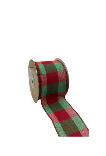 FITA ARAMADA XADREZ C/COSTURA (VERDE VERMELHO) 6,3cmX9,14m (FLORARTE) - 7890880362335 REF 57071-001