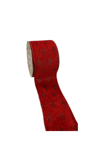 FITA ARAMADA VELUDO C/ COSTURA C/GLITTER (VERMELHO) 6,3cmX9,14m (FLORARTE) Vol. 1 a 5 - 7893979988560 REF 56576-002