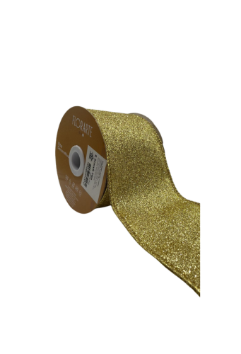 FITA ARAMADA GLITTER C/COSTURA (DOURADO) 6,3cmX9,14m (FLORARTE) Vol. 1 a 5 - 7890880851570 REF 93864-002