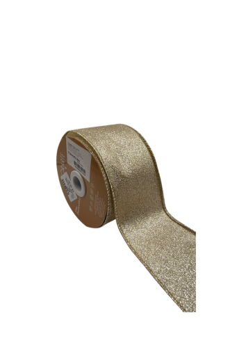 FITA ARAMADA GLITTER C/COSTURA (CHAMPANHE) 6,3cmX9,14m (FLORARTE) Vol. 1 a 5 - 7890880851600 ref 93864-003
