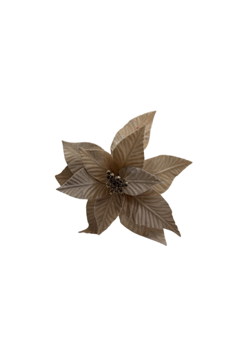 H.BICO DE PAPAGAIO NATAL AVELUDADO (BEGE GLITTER CHAMPANHE) 25cm 30d 12P (FLORARTE) Vol. 1 a 5 - 7890880136561 REF 97838-004