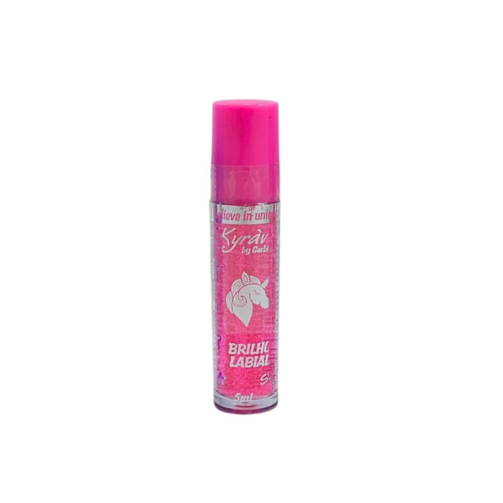 BRILHO LABIAL COM GLITTER UNICORNIO KYRAV