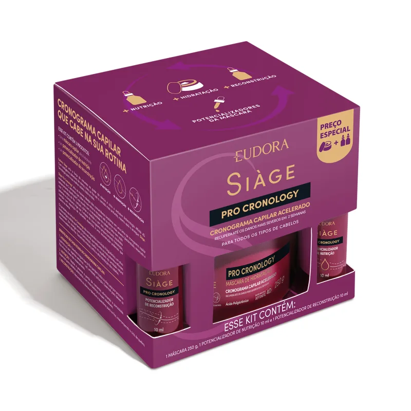KIT CRONOGRAMA CAPILAR ACELERADO SIÀGE PRO CRONOLOGY (3 ITENS) - EUDORA SIÁGE