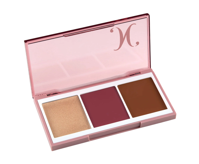 PALETA CREMOSA NATURAL FACE - ILUMINADOR, BLUSH E CONTORNO - COR POPPY- NATHALIA CAPELO 