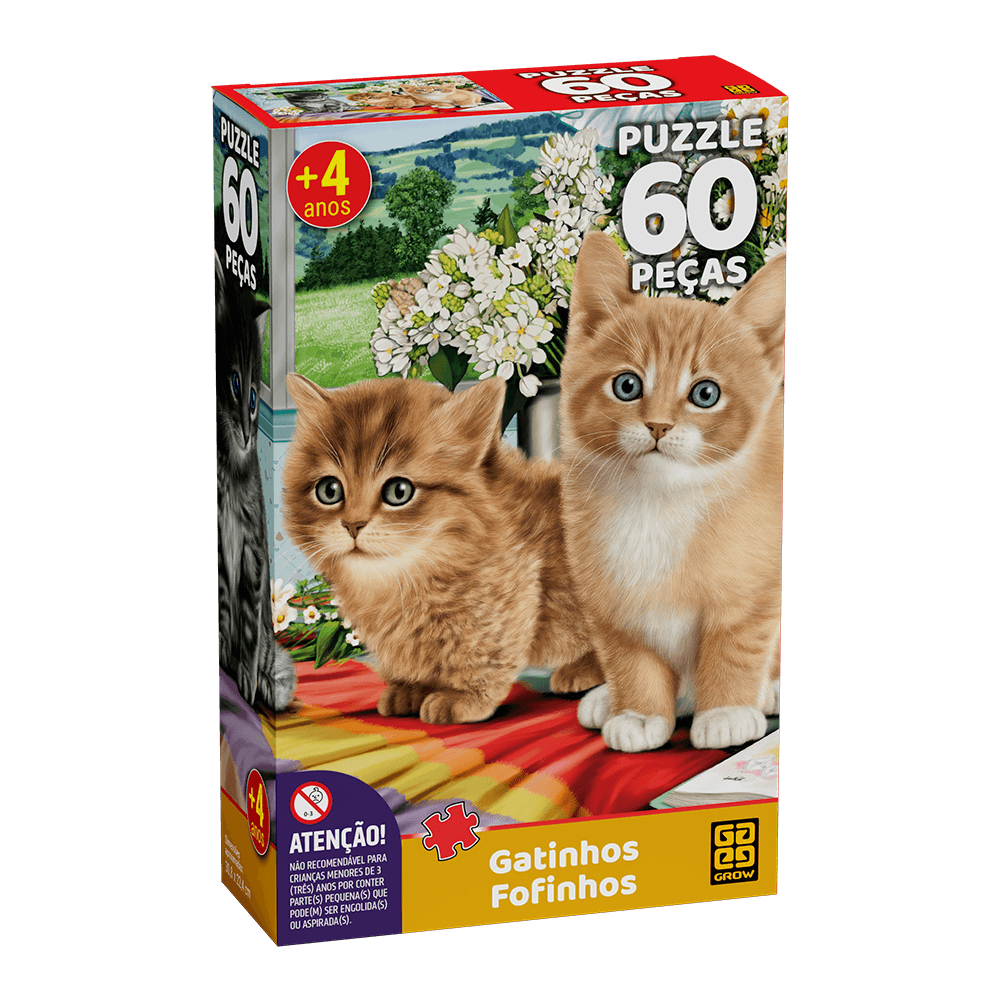 QUEBRA-CABEÇA CARTONADO GATINHOS FOFINHOS 60 PEÇAS - GROW