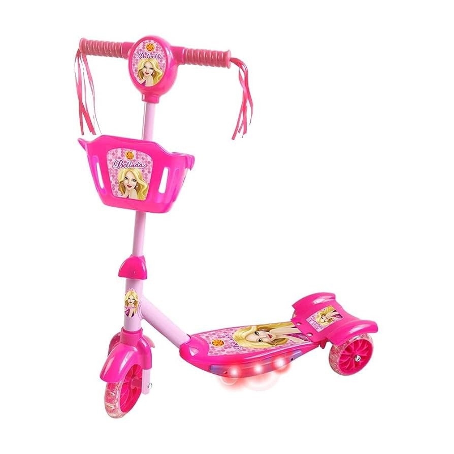PATINETE ROSA COM LUZ, SOM E CESTA - DM TOYS