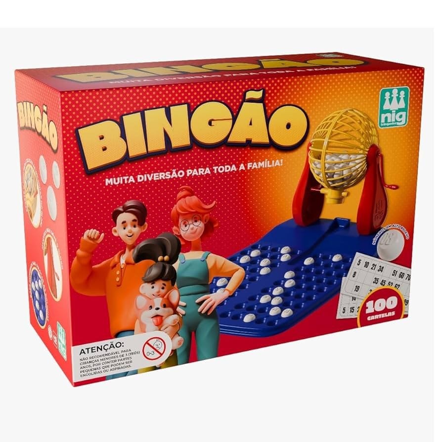 JOGO DE BINGO BINGÃO 100 CARTELAS- NIG BRINQUEDOS