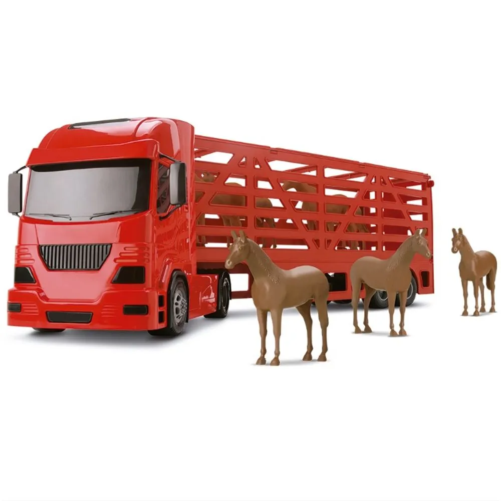 CAMINHÃO POLLUX 30-360 HARAS COM CAVALOS - SILMAR BRINQUEDOS