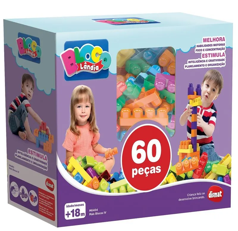 BRINQUEDO PARA MONTAR MAIS BLOCOS V 60 PEÇAS - DISMAT