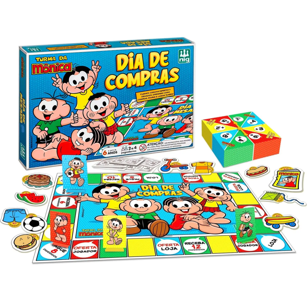 JOGO DE TABULEIRO TURMA DA MÔNICA DIA DE COMPRAS - NIG BRINQUEDOS
